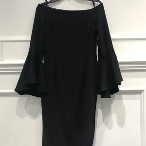 Bardot off the shoulder fully lined dress